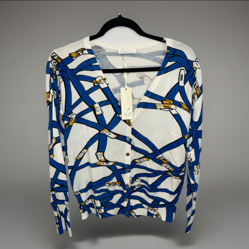 NWT Julia Long Sleeve V-Neck Geometric Pattern Cardigan Sweater Size XL